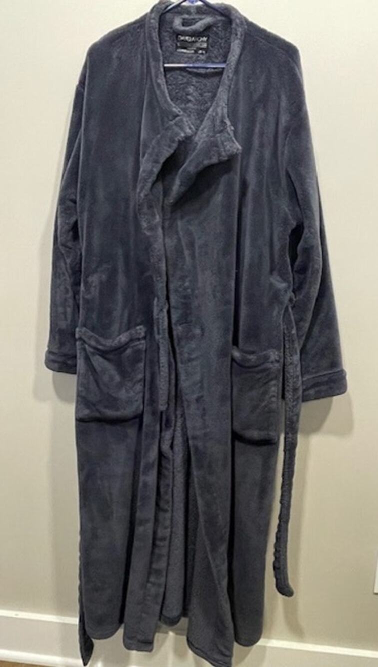 David Archy Daniel Buchler Soft Plush Waist Tie Robe in Blue Gray Size XL